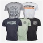 Crosshatch Herre Logotime Fem Pakke T-shirts Sort/Hvid/Navy/Mint/Grå Marl