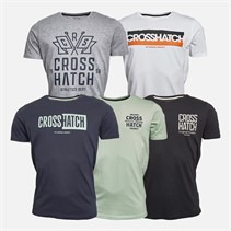 Crosshatch T-shirty Logotime 5-pak dla niego kolor czarno-biały/granatowy/miętowy/ melanż szary