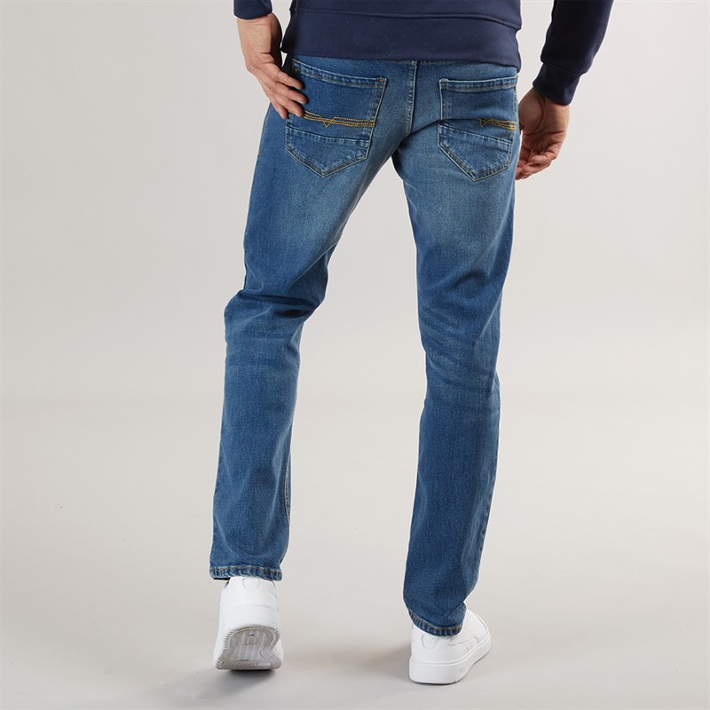 Crosshatch Herre Chas Regular Fit Jeans Medium Vask