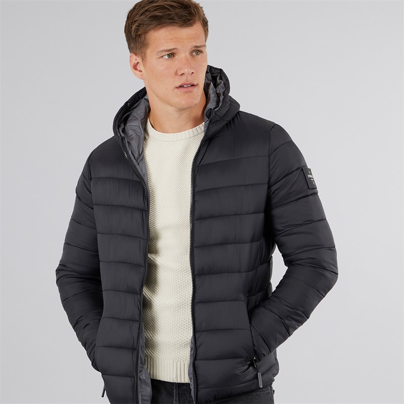 Crosshatch Mens Gattering Puffer Jacket Black - Size S