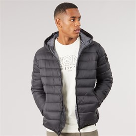 Manteau Hiver Homme Crosshatch - Mi-long, Rembourré, Capuche - Taille S - Bleu - Neuf Avec étiquettes