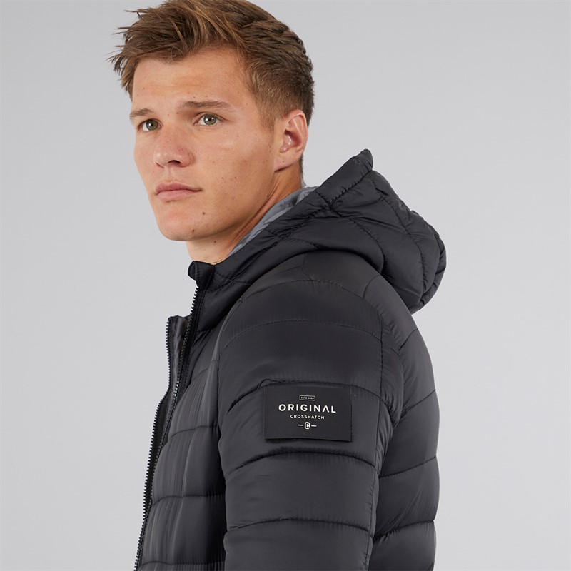 Crosshatch Herren Gattering Puffer Jacke Schwarz
