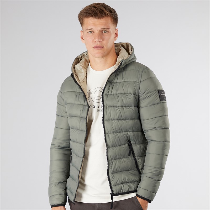 Crosshatch Herren Puffer Jacke Salbei