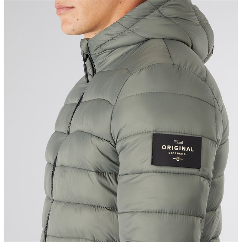 Crosshatch Herren Puffer Jacke Salbei