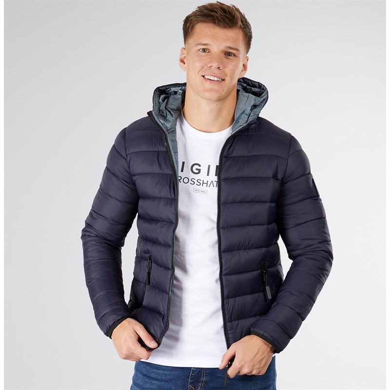 Crosshatch Mens Gattering Puffer Jacket Midnight - Size M