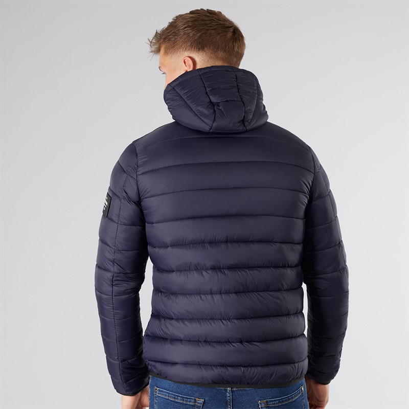 Crosshatch Herren Puffer Jacke Mit Raffung Mitternacht