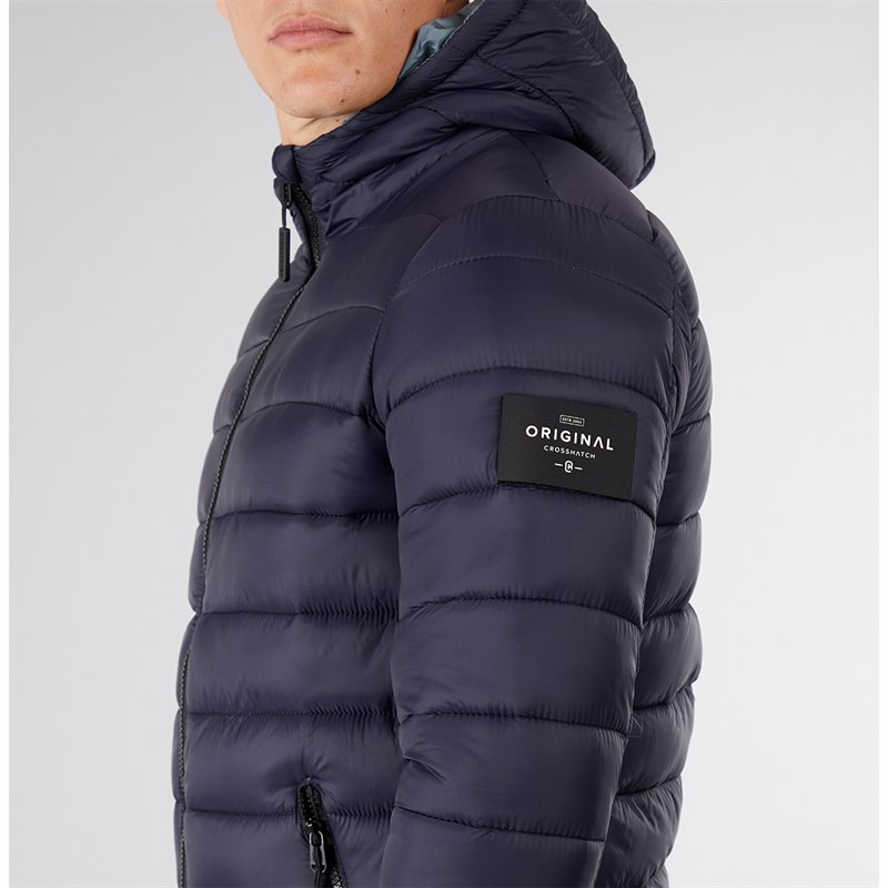 Crosshatch Herren Puffer Jacke Mit Raffung Mitternacht