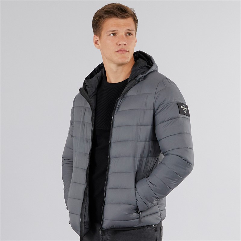 Crosshatch Mens Gattering Puffer Jacket Charcoal - Size S
