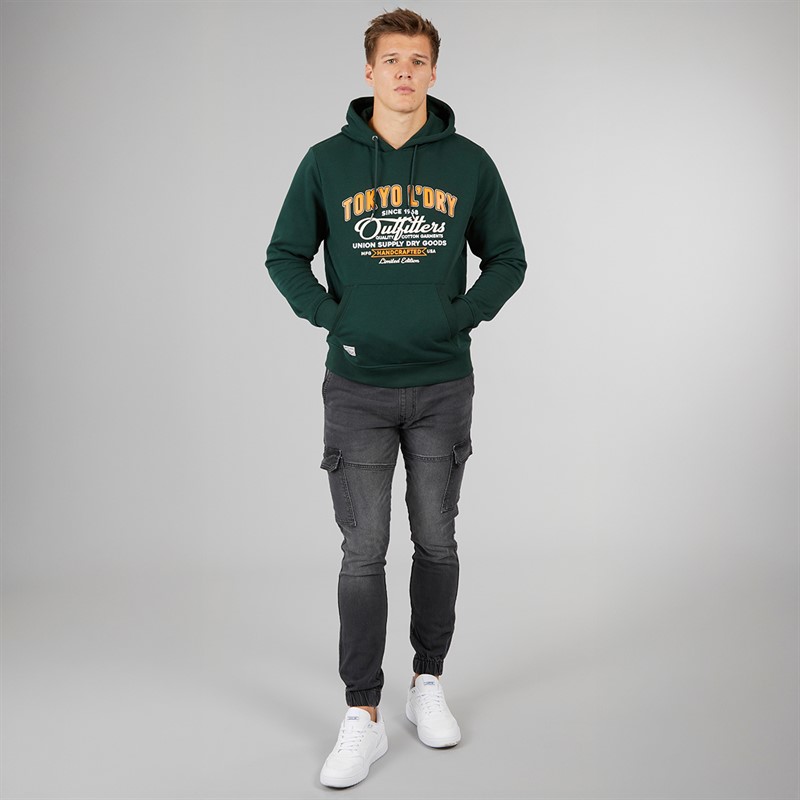 Crosshatch Herren Malimore Jeans Cuffed Cargo Hose gewaschen schwarz