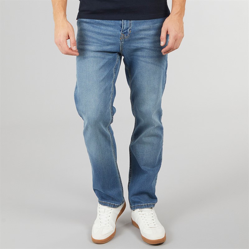 Crosshatch Mens Detendu Relaxed Fit Jeans Mid Wash - Size 34/34