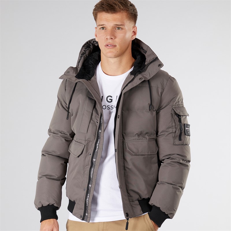 Crosshatch Herren Milwaka Fell Gefütterte Jacke mit Kapuze Anthrazit