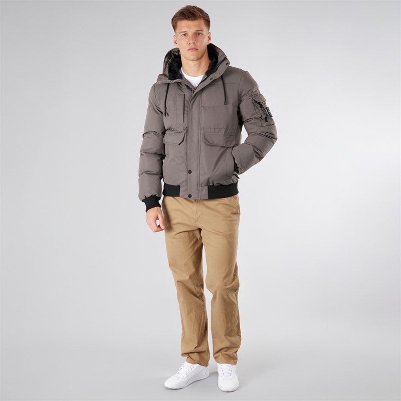 Crosshatch Herren Milwaka Fell Gefütterte Jacke mit Kapuze Anthrazit