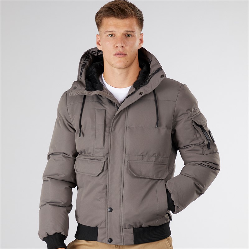 Crosshatch Herren Milwaka Fell Gefütterte Jacke mit Kapuze Anthrazit