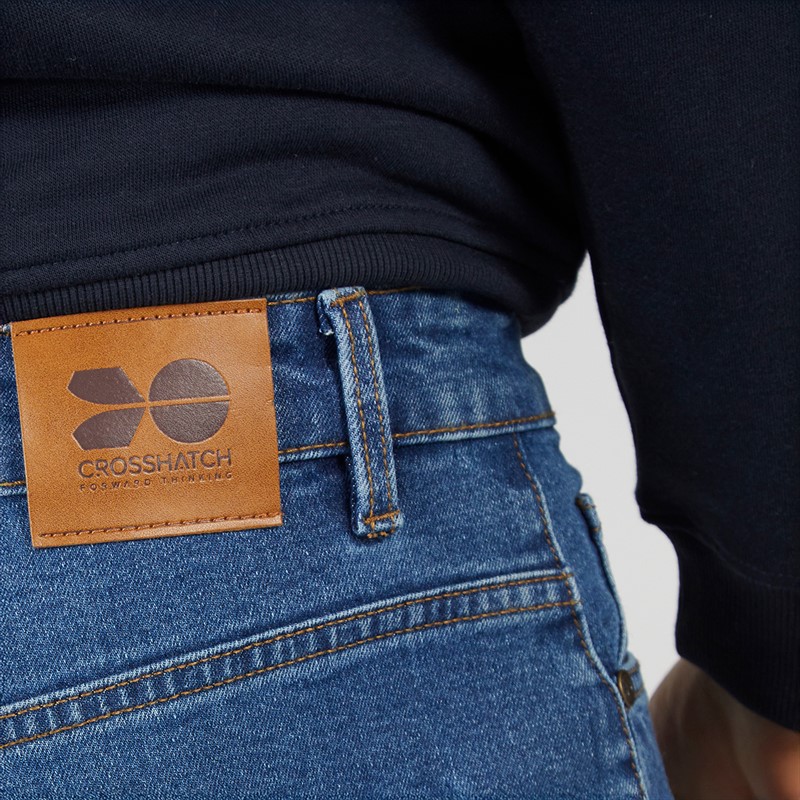 Crosshatch Herren Draker Gerade Jeans Mittelblau