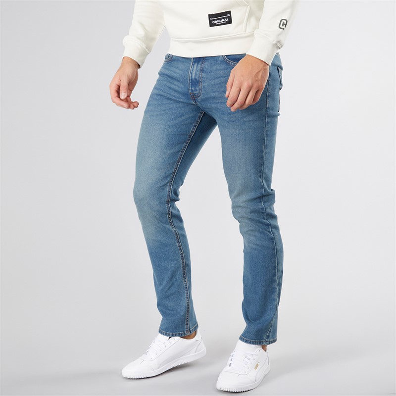 Crosshatch Herren Draker Gerade Jeans Hellblau
