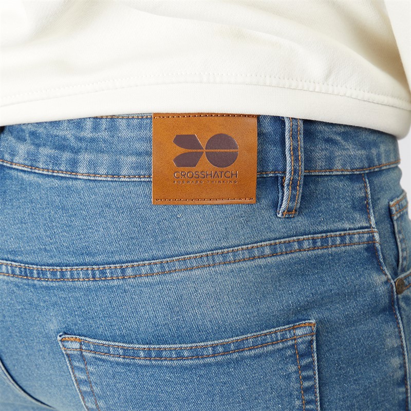 Crosshatch Herren Draker Gerade Jeans Hellblau