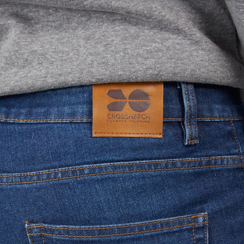 Crosshatch Herren Durtan Slim Fit Jeans Dunkel Wasch