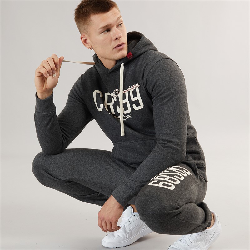Crosshatch Mens Ellsworth Tracksuit Charcoal Marl