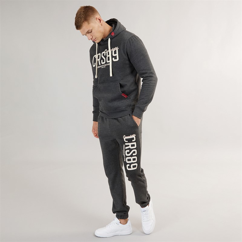 Crosshatch Mens Ellsworth Tracksuit Charcoal Marl