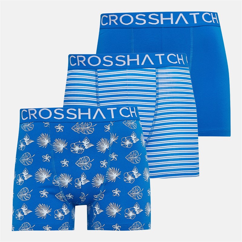Crosshatch Mens Hovland Three Pack Boxer Shorts Directoire Blue