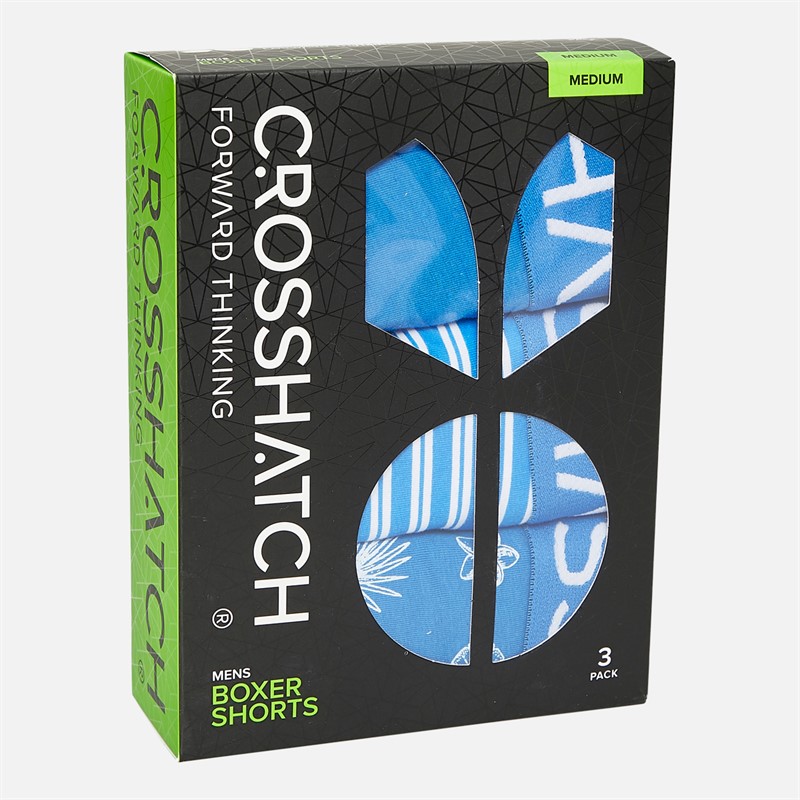 Crosshatch Mens Hovland Three Pack Boxer Shorts Directoire Blue