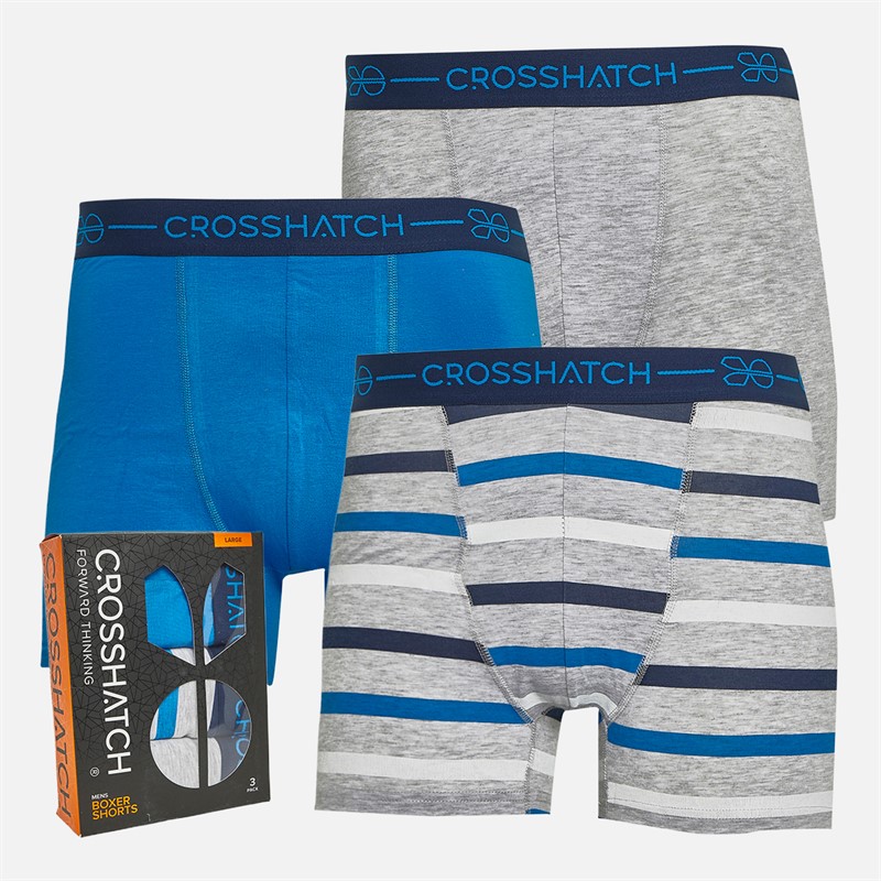 Crosshatch Herren Avocet 3er-Pack Boxershorts Blau