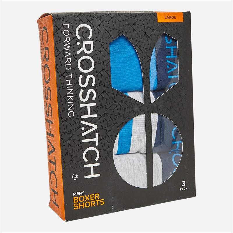 Crosshatch Herren Avocet 3er-Pack Boxershorts Blau