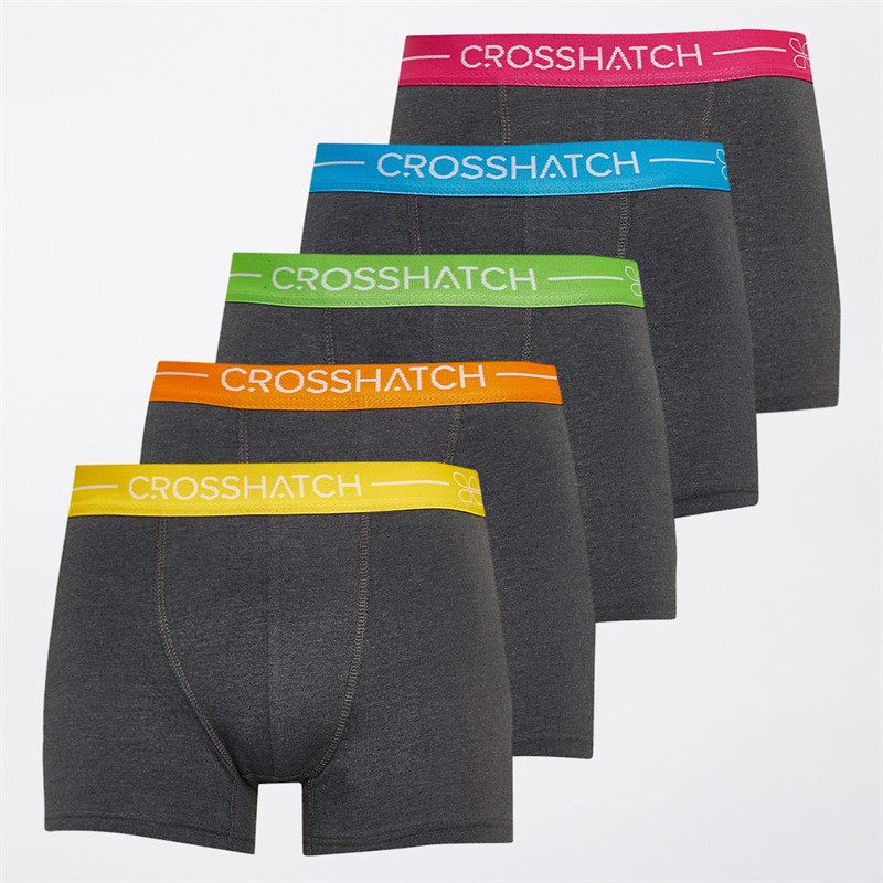 Crosshatch Mens Astral Five Pack Boxers Charcoal Marl - Size S