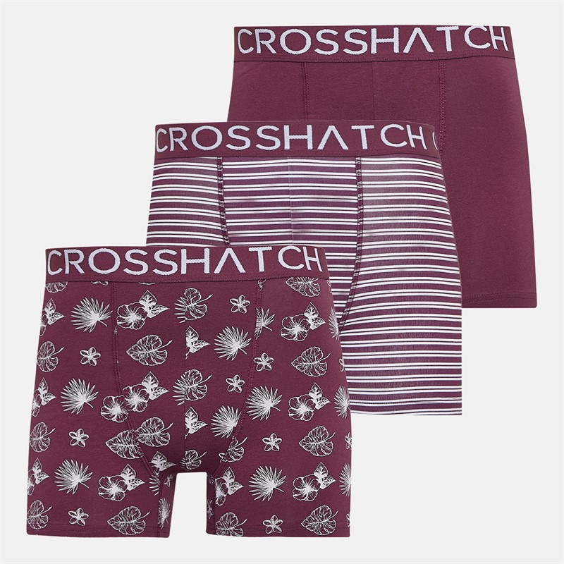 Crosshatch Mens Hovland Three Pack Boxer Shorts Prune