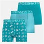 Crosshatch Mens Hovland Three Pack Boxer Shorts Tropical Green