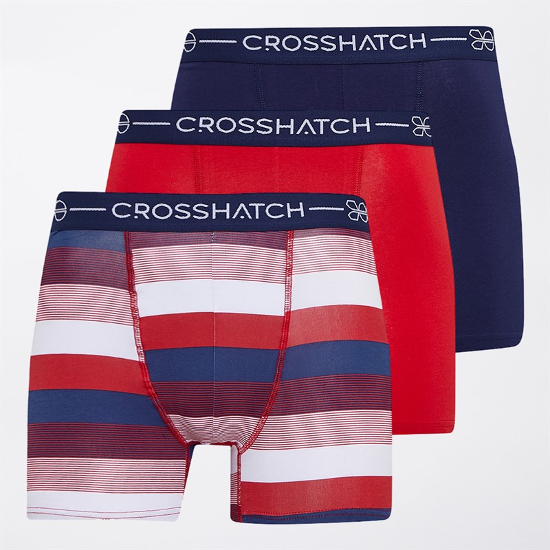 Crosshatch Heren Avocet Drie Pack Boxer Shorts Rood - Maat L