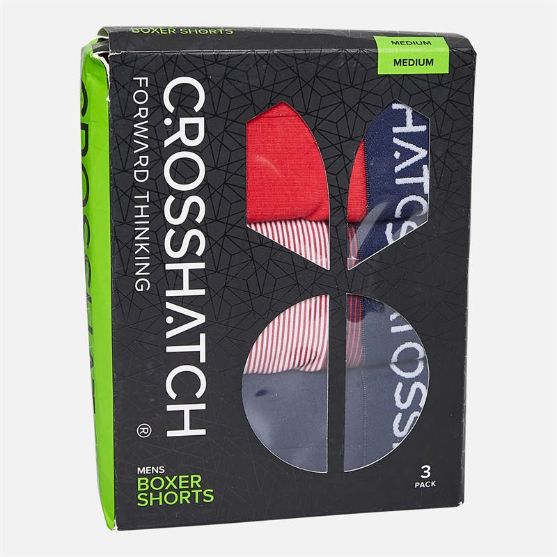 Crosshatch Herren Avocet Drei Pack Boxer Shorts Rot