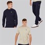 Crosshatch Mens Nebless Sweatshirt T-Shirt And Open Hem Joggers Set Navy/Stone