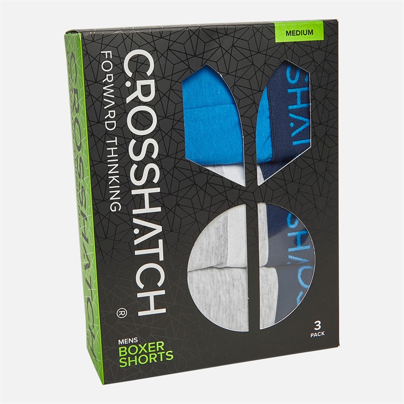 Crosshatch Mens Warbler Three Pack Boxer Shorts Blue