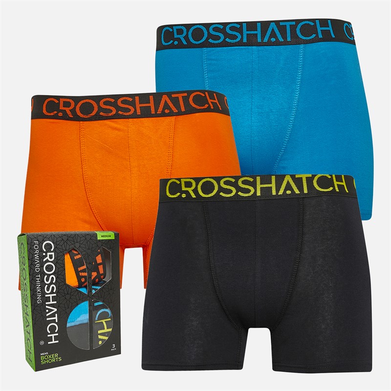 Crosshatch Mens Highlighter Three Pack Boxers Blue/Orange