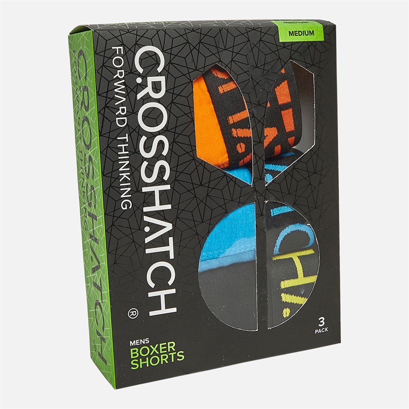 Crosshatch Mens Highlighter Three Pack Boxers Blue/Orange