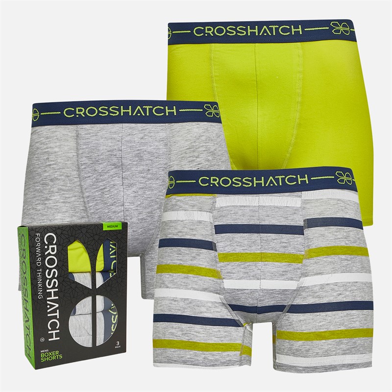 Crosshatch Mens Warbler Three Pack Boxer Shorts Yellow