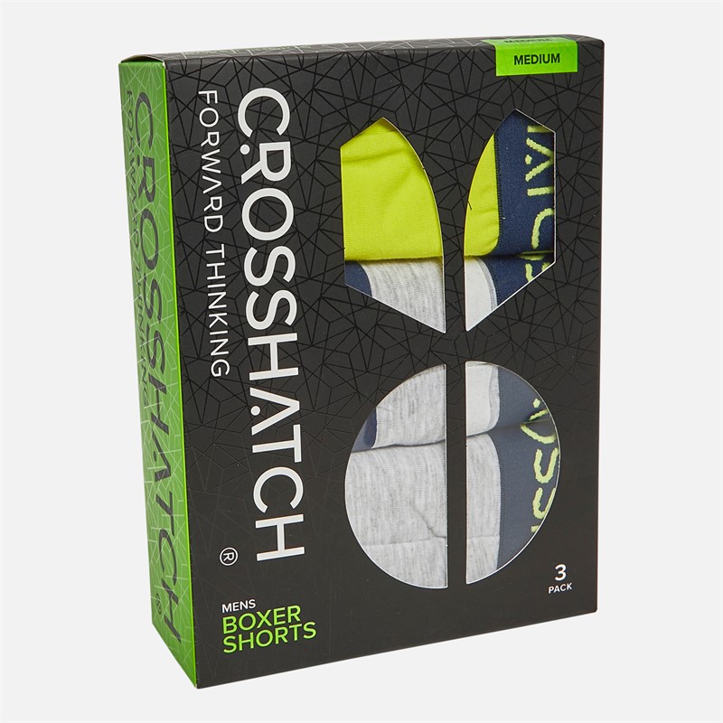 Crosshatch Mens Warbler Three Pack Boxer Shorts Yellow