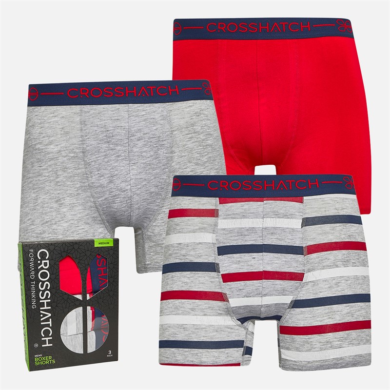 Crosshatch Mens Warbler Three Pack Boxer Shorts Red