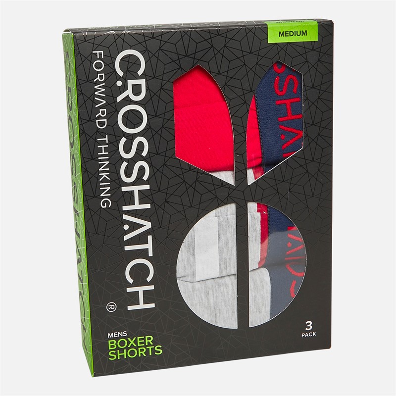 Crosshatch Mens Warbler Three Pack Boxer Shorts Red