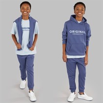 Crosshatch Ensemble Garçon Trois Pièces Sweat à Capuche T-Shirt Et Pantalon de Jogging Bleu Denim/Bleu Glace