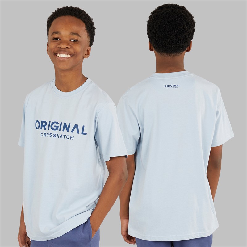 Crosshatch Junge Dreiteiliges Kapuzenpullover Sweatshirt T-Shirt Und Jogginghose Set Jeansblau / Eisblau