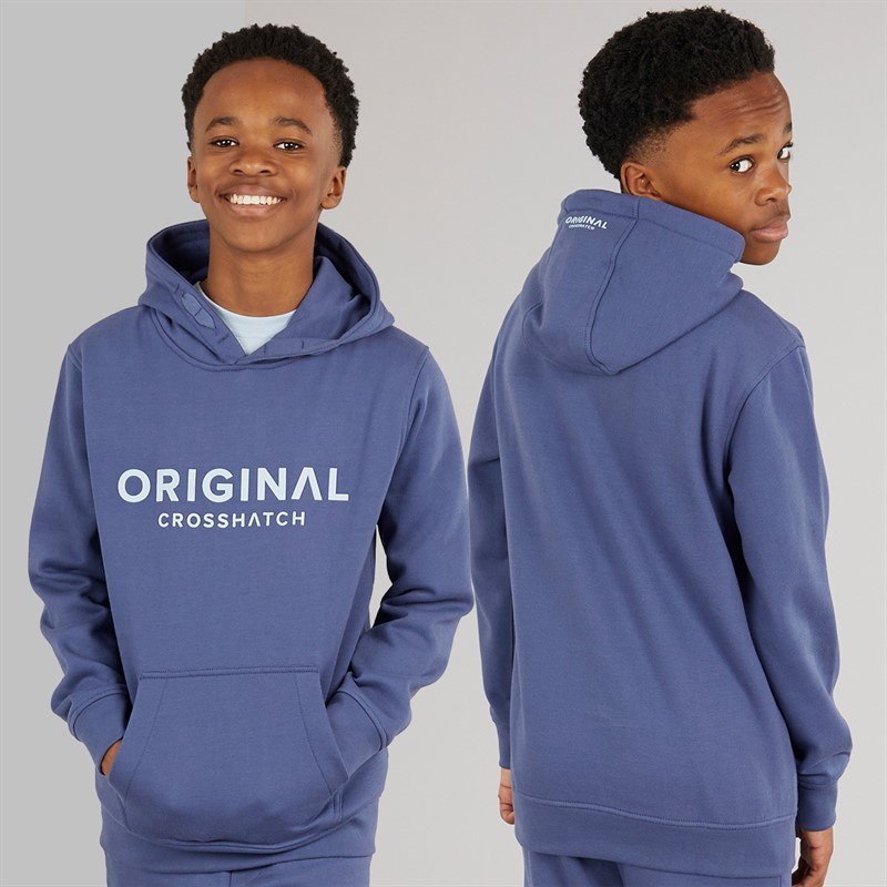 Crosshatch Junge Dreiteiliges Kapuzenpullover Sweatshirt T-Shirt Und Jogginghose Set Jeansblau / Eisblau