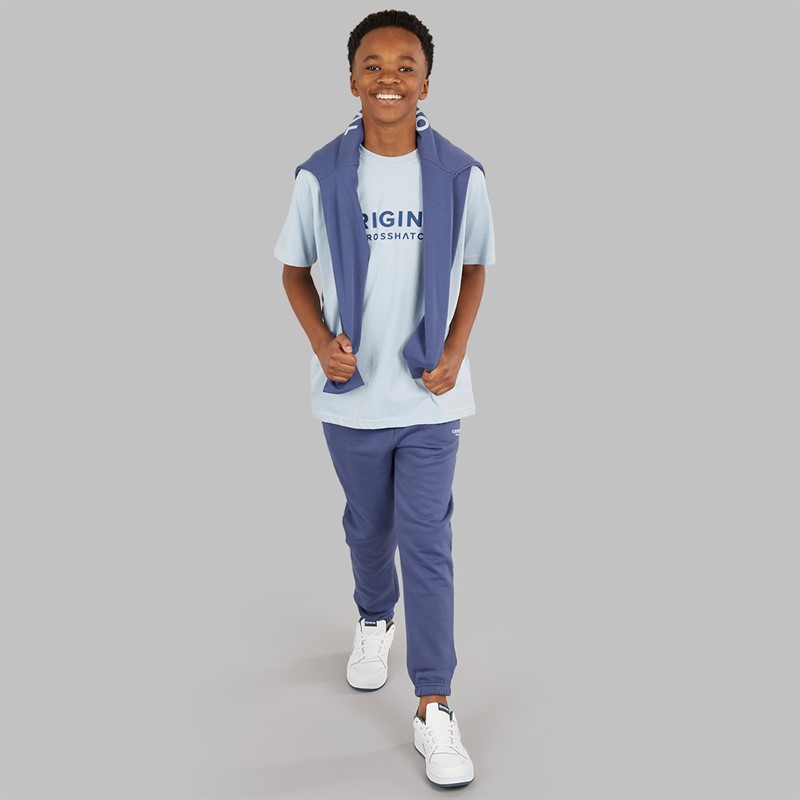 Crosshatch Junge Dreiteiliges Kapuzenpullover Sweatshirt T-Shirt Und Jogginghose Set Jeansblau / Eisblau