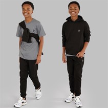 Crosshatch Ensemble Garçon Trois Pièces Sweat à Capuche T-Shirt Et Pantalon de Jogging Noir/Charbon