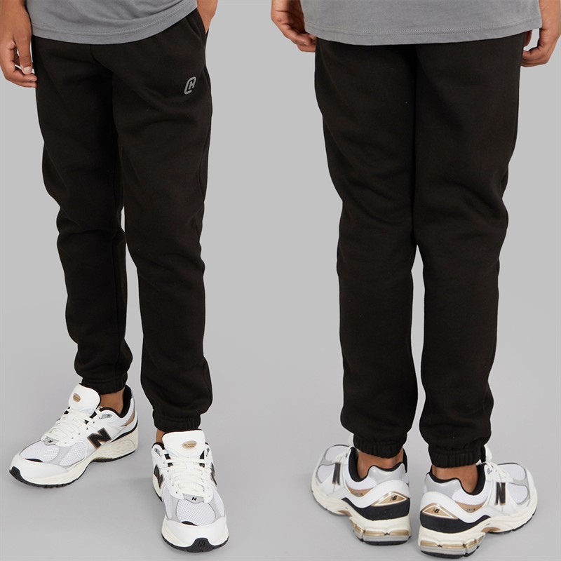 Crosshatch Junge Dreiteiliges Hoodie T Shirt und Jogginghose Set Schwarz / Anthrazit