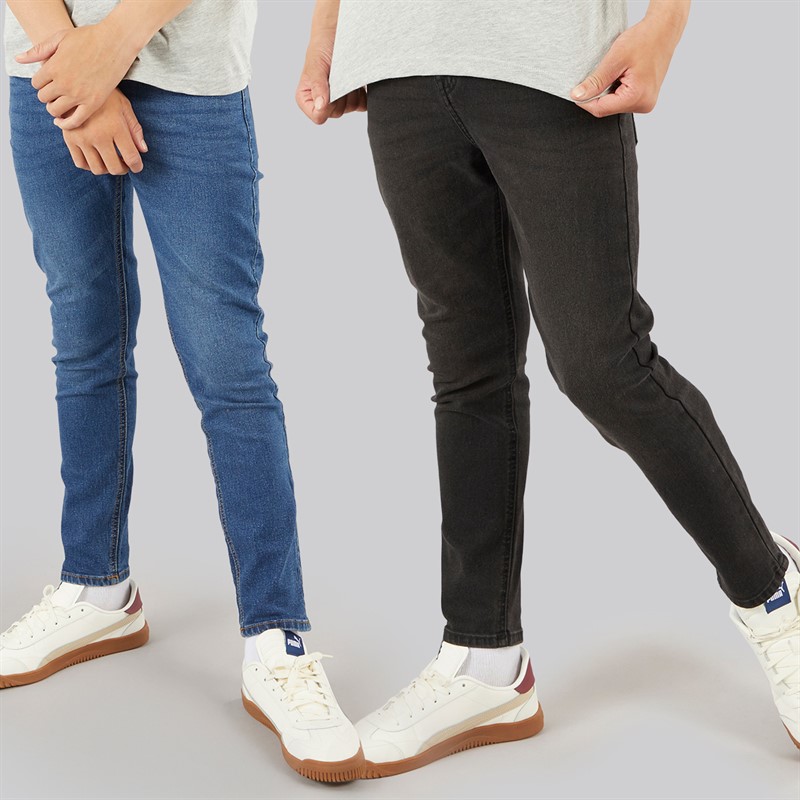 Crosshatch Jeansy slim dla chłopca 2-pak kolor średnioniebieski/czarny