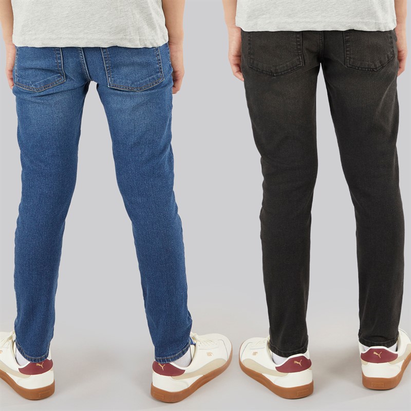 Crosshatch Jeansy slim dla chłopca 2-pak kolor średnioniebieski/czarny