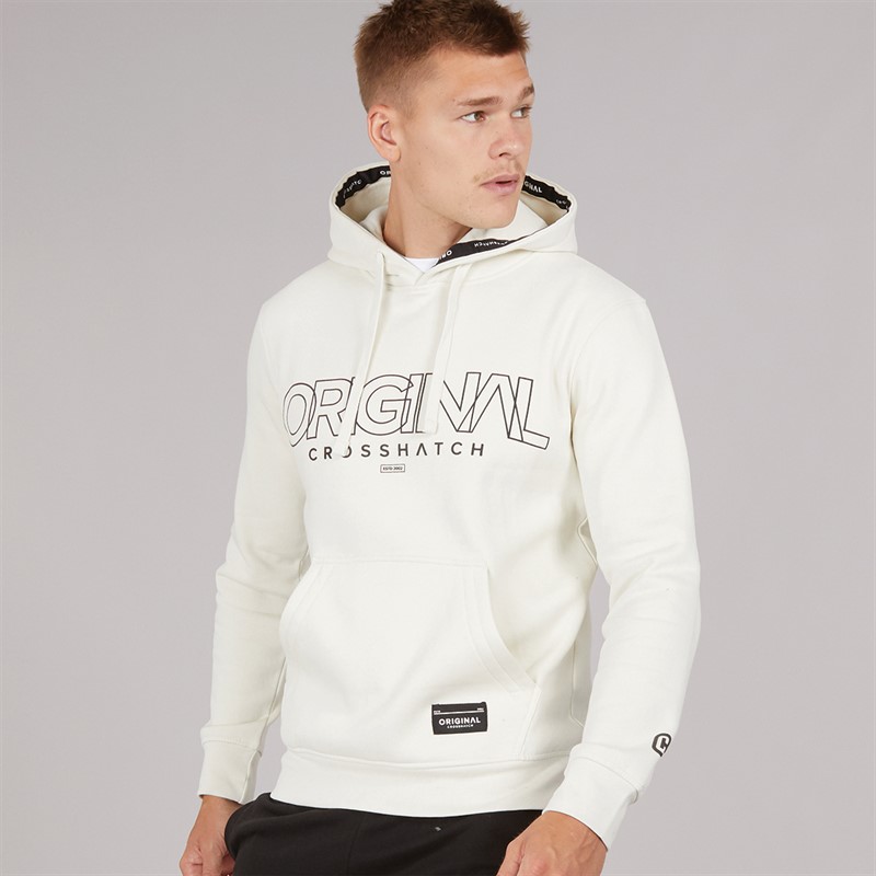 Crosshatch Mens Carrimoore Hoodie Off White - Size S