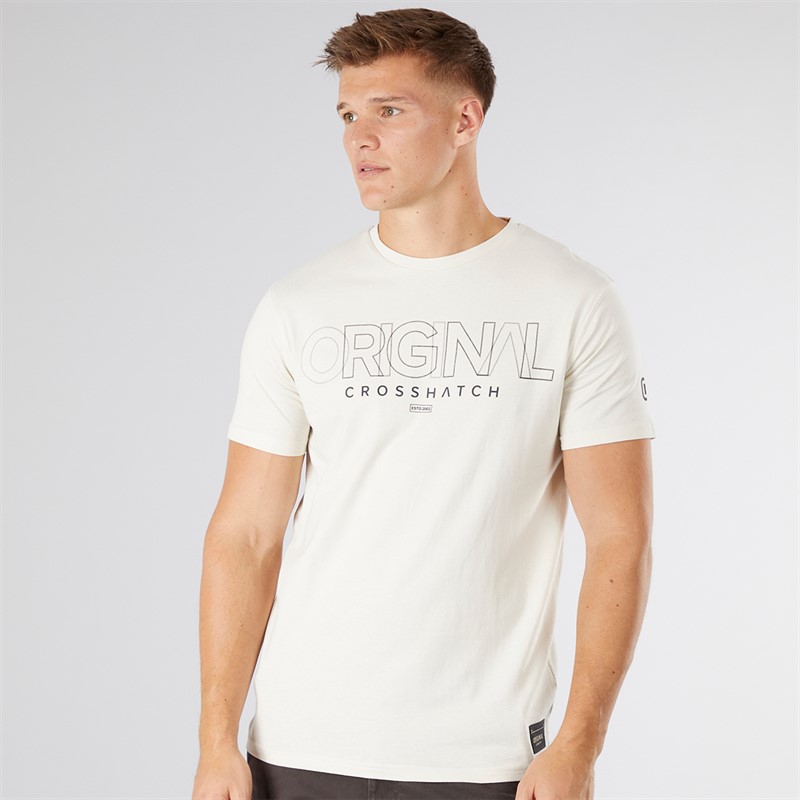 Crosshatch Herren Carrimoore T-Shirt Off White